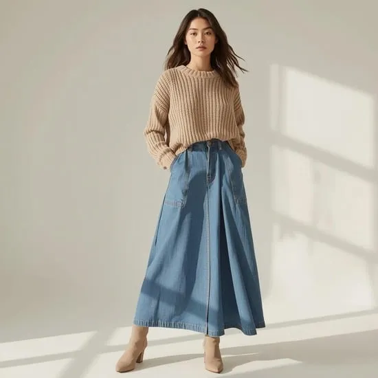 12 long skirt outfits for winter IMG04