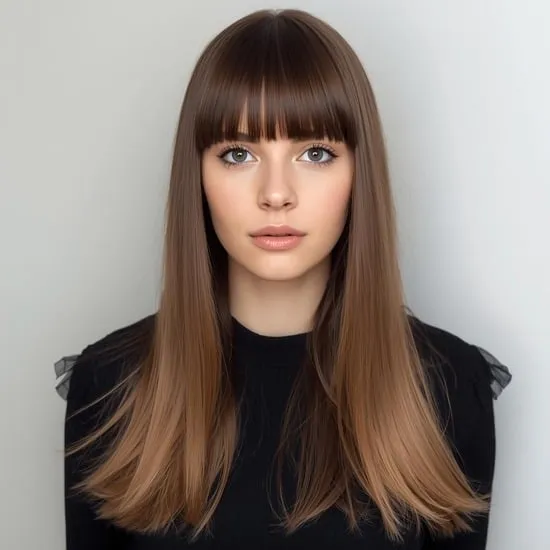 11 long hairstyles with bangs IMG07