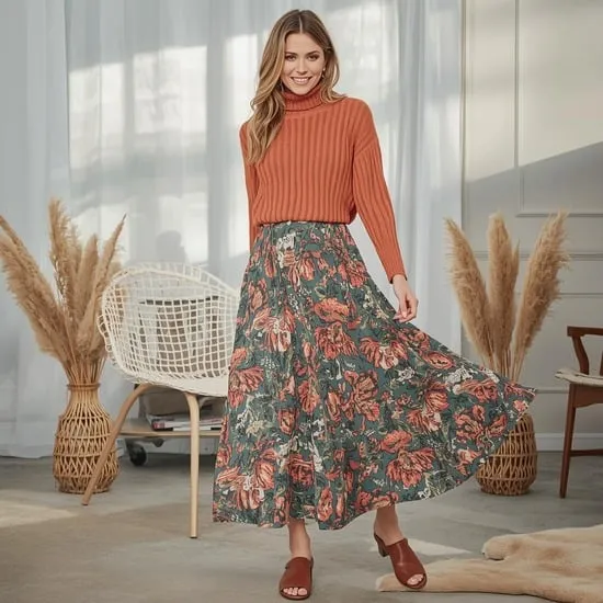 12 long skirt outfits for winter IMG10